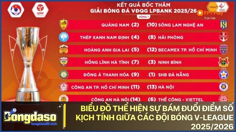 Cập nhật biến động vị trí của các đội bóng V-League mới nhất trên hệ thống Bongdaso